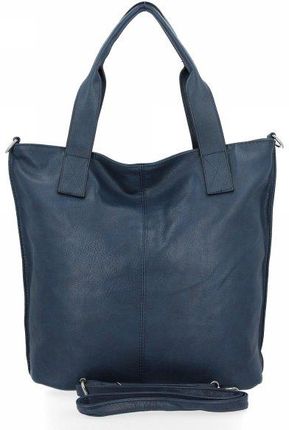 Granatowa materiałowa torba shopper damska - Akcesoria - Granatowy, Niebieski