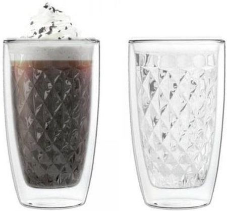 EZYSTYLE Szklanki termiczne Ezy Style Diamond 250ml do kawy latte 2 szt. (41667)