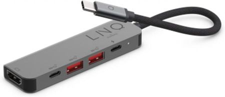 Linq Wieloportowy Hub 5w1 HDMI 4K,2xUSB-A 3.2 USB-C PD 100W (LQ48014)