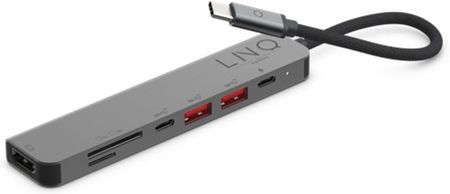 Linq HUB 7w1 HDMI 4k@60Hz czytnik kart PD 100W (LQ48016)