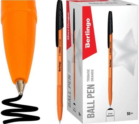 Berlingo Długopis Kulkowy Tribase Orange 0.7Mm Czarny 50 Sztuk