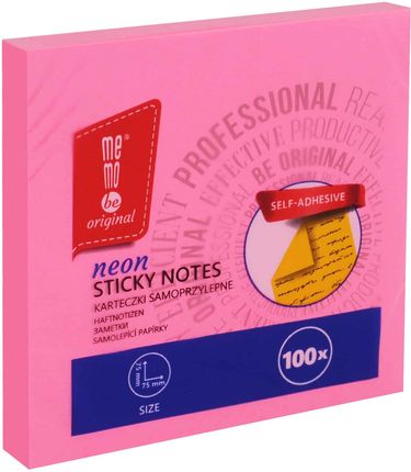 Memobe Bloczek Samoprzylepny 75 X Mm 100 Karteczek Neonowych Różowych