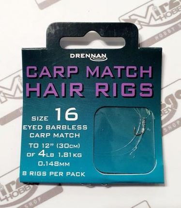 Drennan Przypony Hair Rigs Carp Match 16 0,148Mm (Op. 8Szt) [Hnhcma016]