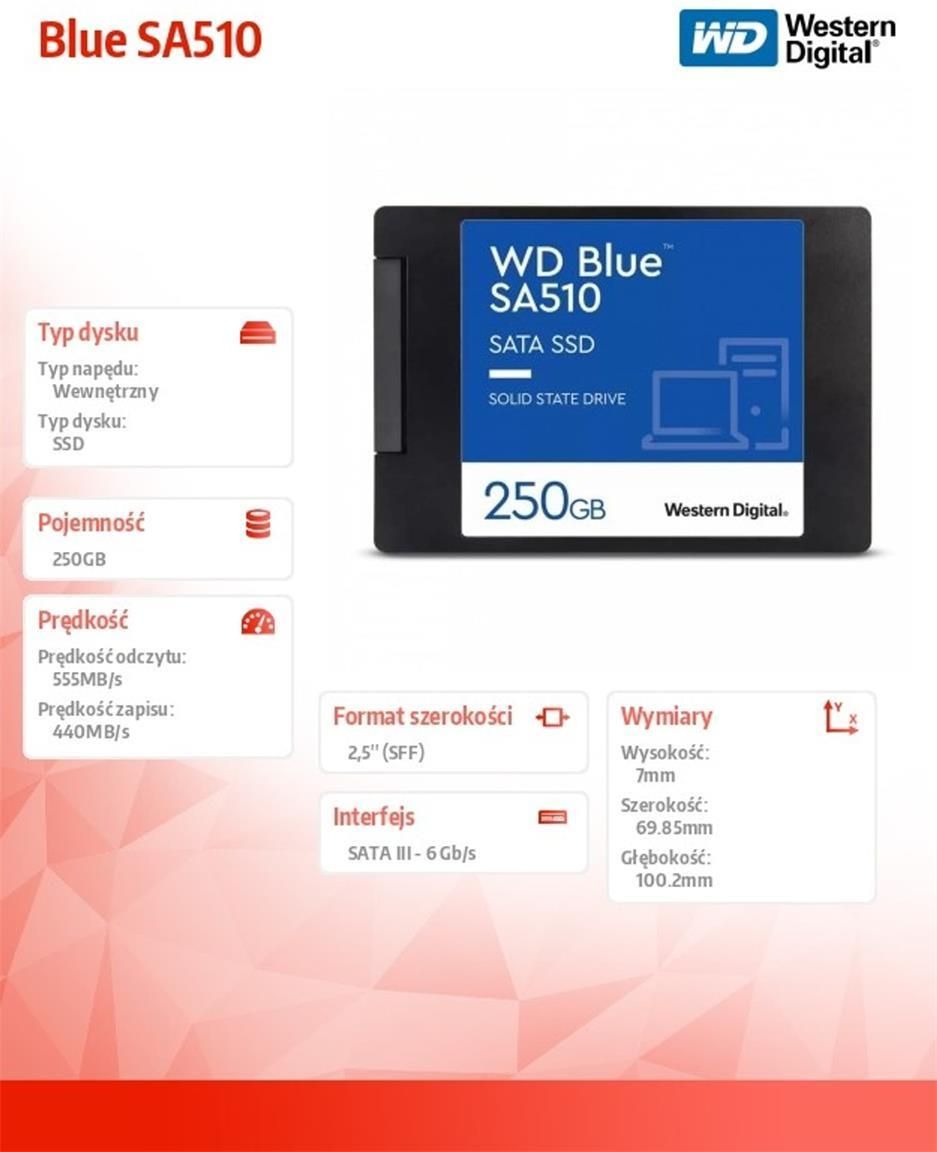 фото SSD накопитель WD Blue SA510 250 GB (WDS250G3B0A) 2
