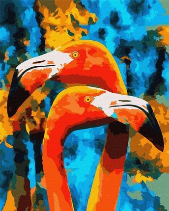 Malowanie Po Numerach Pomarańczowe Flamingi 40X50