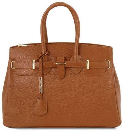 Tuscany Leather TL Bag - skórzana torebka ze złotymi dodatkami , kolor cognac TL141529