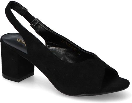 Sandały Potocki 22-21014BK Czarne Zamsz