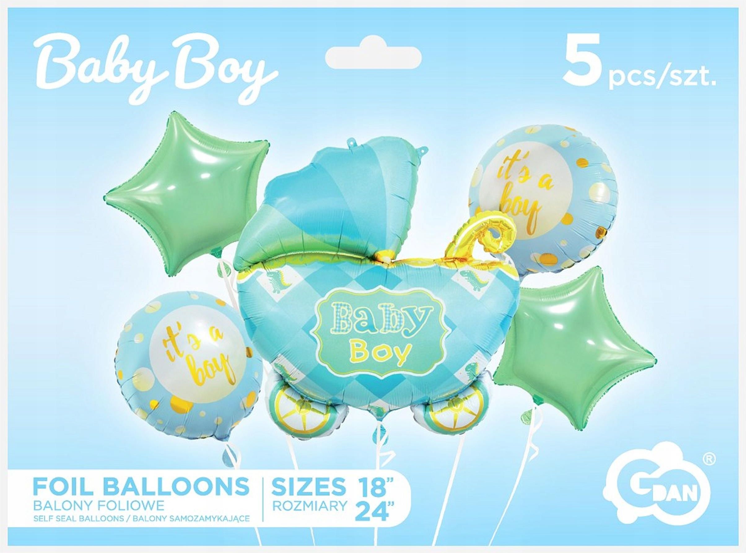 Balony Foliowe 5szt. Na Baby Shower Wózek Niebiesk - Ceny i opinie ...