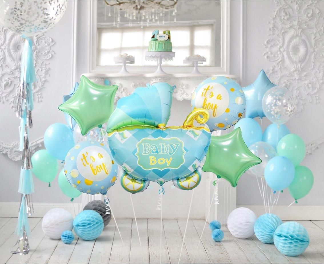 Balony Foliowe 5szt. Na Baby Shower Wózek Niebiesk - Ceny i opinie ...