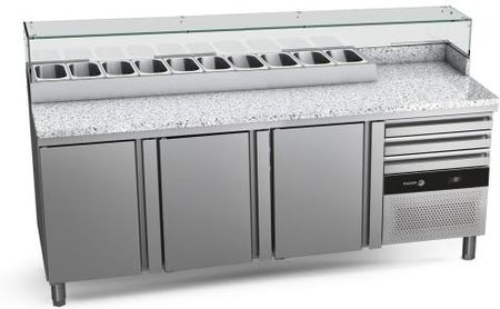 Fagor Stół Chłodniczy 3-Drzwiowy Compact Cpzc-3G | Do Pizzy Z Blatem Granitowym 505 L 0,262 Kw 2110X700X854mm (CPZC3G)