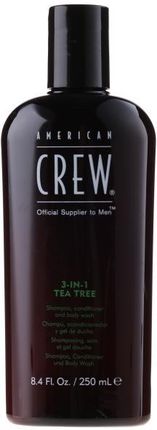 American Crew Preparat 3 W 1 Do Pielęgnacji Włosów I Ciała Drzewo Herbaciane Dla Mężczyzn Tea Tree 3-In-1 Shampoo Conditioner And Body Wash 250 Ml