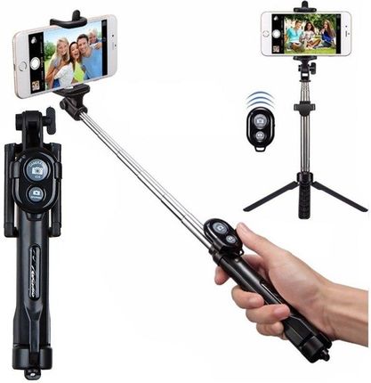 Nemo Selfie Stick Tripod Statyw Z Pilotem Bluetooth / Bezprzewodowy Uchwyt Kijek Do Zdjęć Czarny