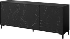 High Glossy Furniture Komoda Latina 200 Cm 3 Drzwi Czarny Mat Front Wzór Marmuru 24731