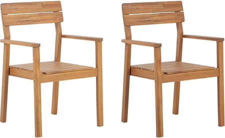 Beliani Zestaw 2 Krzeseł Ogrodowych Z Podłokietnikami Drewno Akacjowe Fornelli