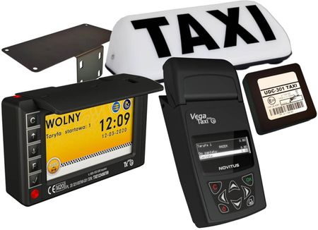 Novitus Taksometr Fiskalny Tx E + Kasa Vega Taxi Uchwyt Samochodowy Przetwornik Udc Lampa Montaż