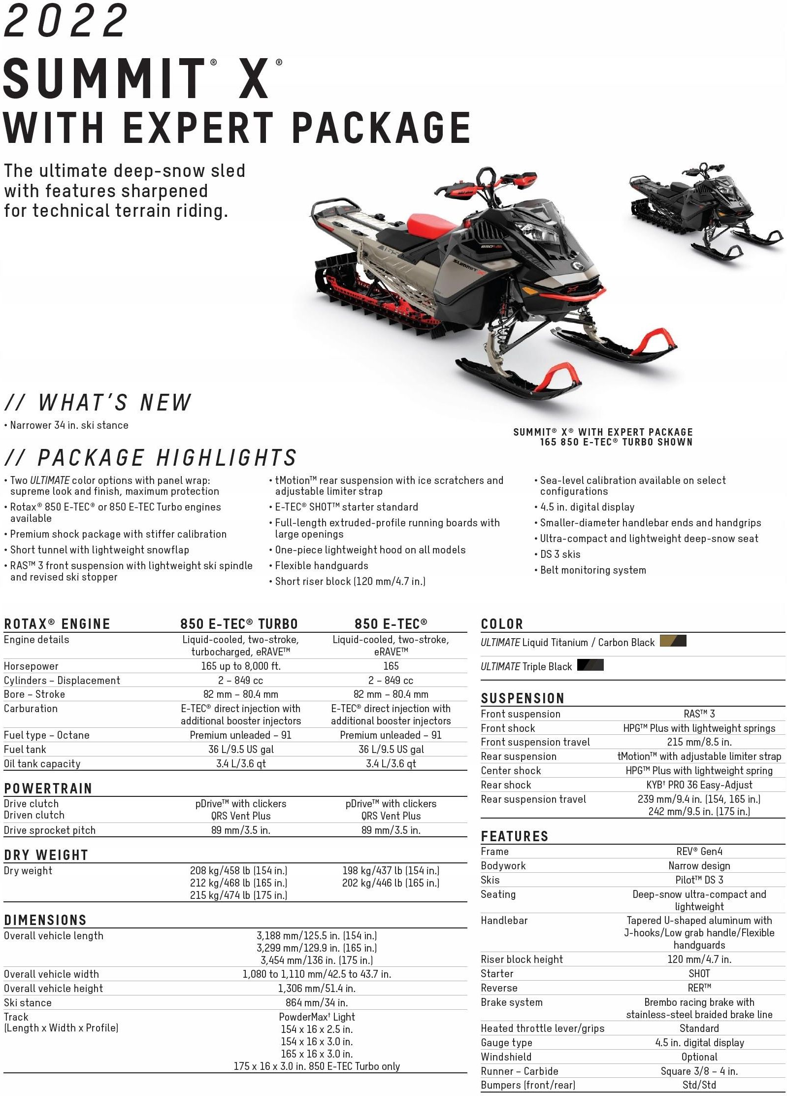 SKI DOO Summit Expert 154 850 TURBO SHOT 2022