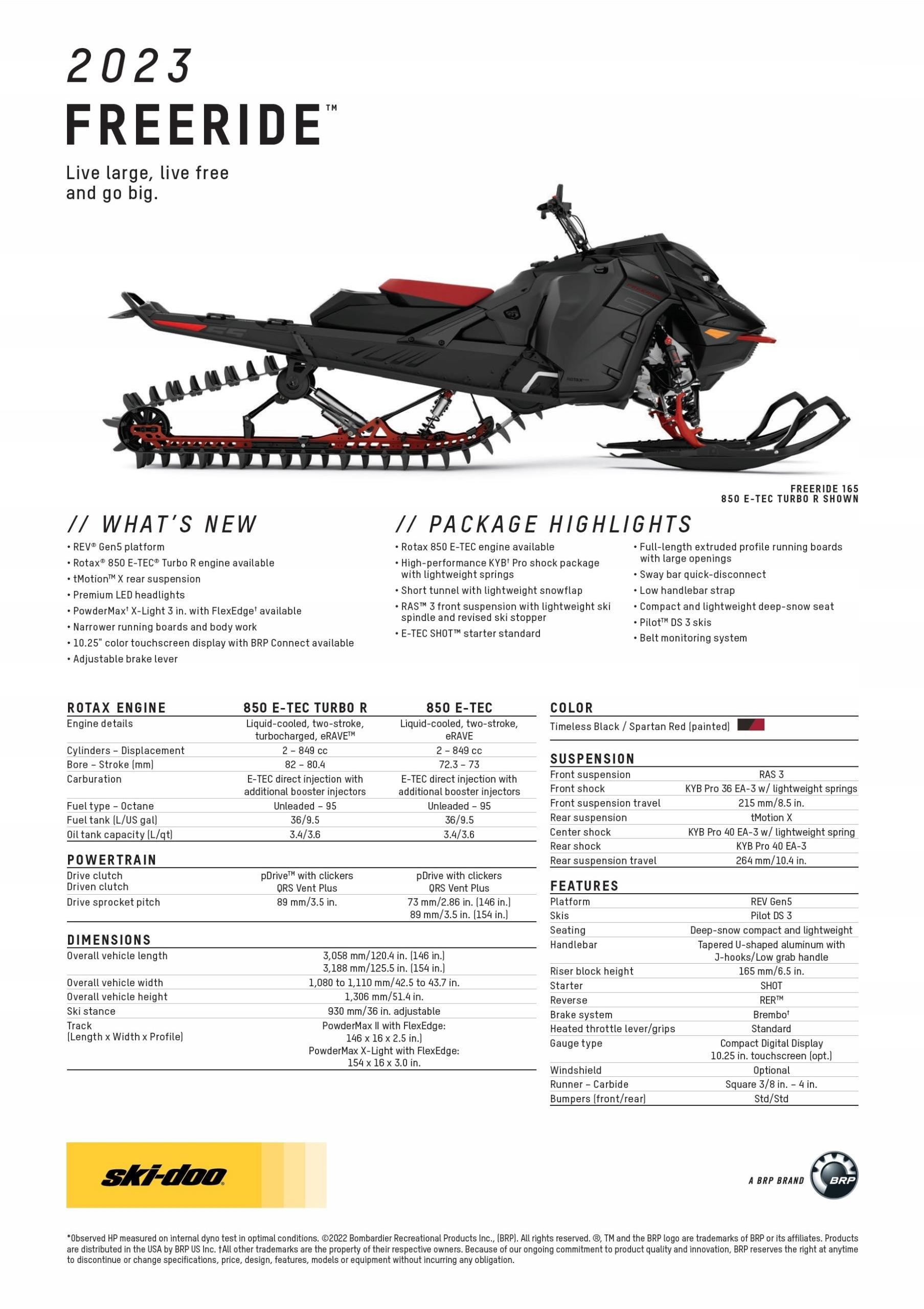 SKI DOO Freeride 154 850 TURBO R SHOT Model 2023