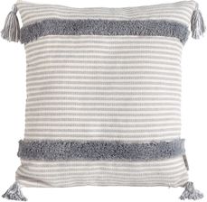 Eurofirany Poszewka Dekoracyjna 45X45 Palermo 4 A Srebrna Ozdobiona Pomponami Terra Collection 65014