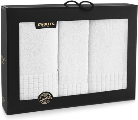 Zwoltex Komplet Ręczników W Pudełku 3 Szt Paulo Ab Biały-K11-500 Ręczniki 30X50 50X100 70X140 65996