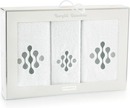 Zwoltex Komplet Ręczników W Pudełku 3 Szt Krople Biały-K11-500 Ręczniki 30X50 50X100 70X140 66011
