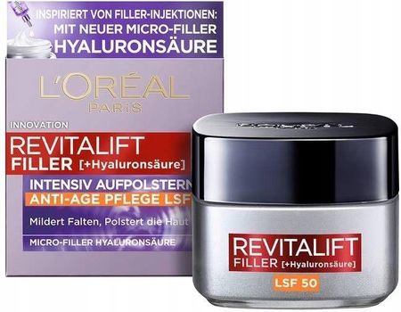 Krem L'Oréal Paris Revitalift Filler [+Hyaluronsäure] Intensiv Aufpolsternde Antiage Lsf 50 na dzień 50ml