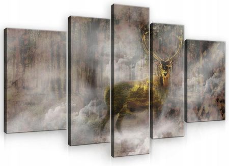 Consalnet Obraz Do Salonu Jeleń Mgła Duży Tryptyk 3D 170X100 16578688