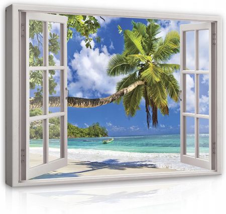 Consalnet Obraz Okno 3D Plaża Do Sypialni Na Ścianę 100X70 19183043