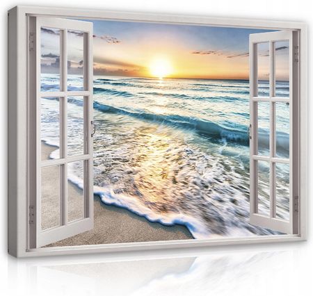 Consalnet Obraz Okno 3D Plaża Morze Na Ścianę Salon 80X60 19183046