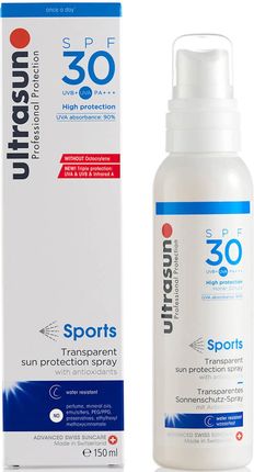 Krem Ultrasun Clear Spray Spf30 Sports Formula Spray Przeciwsłoneczny Dla Osób Aktywnych na dzień 150ml