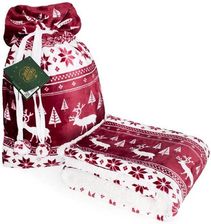 Zdjęcie Faro Koc Świąteczny 127X152 Bordowy Gwiazdki Serca Na Prezent Sherpa Saco 004 W Worku 62323 - Józefów