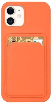 Card Case silikonowe etui portfel z kieszonką na kartę dokumenty do iPhone 12 Pro pomarańczowy (9145576228074)