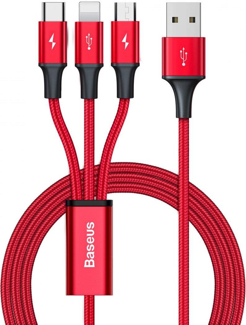 Baseus kabel 3w1 z końcówkami USB - USB Typ C / Lightning / micro USB 1 ...