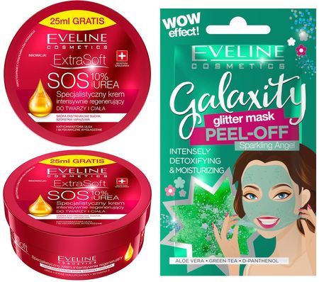 Eveline Cosmetics Eveline Extra Soft Sos 10% Urea 200ml + Detoksykująco-Nawilżającamaseczka Peel-Off Z