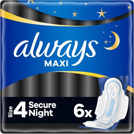 Always Secure Nightmaxi Podpaski ze skrzydełkami na noc 6szt.