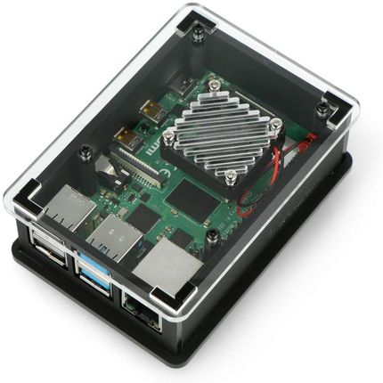 Pihut do Raspberry Pi 4B akrylowa z wentylatorem 5V czarna TPH001 (PIH16294)