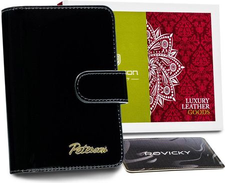 Mały skórzany portfel damski czerwony — Peterson