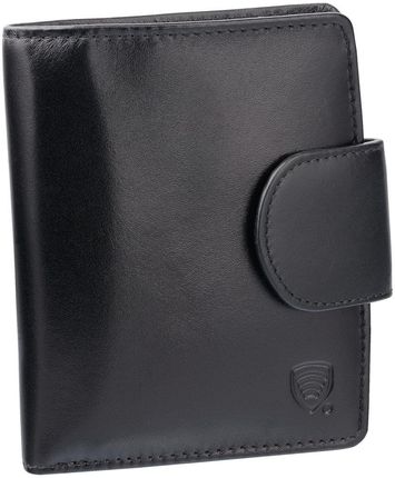 Skórzany damski portfel z ochroną RFID (Czarny) - KUK-154PR