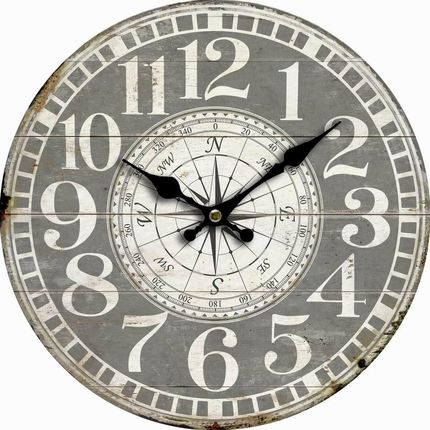 4Home Drewniany Zegar Ścienny Vintage Compass 34Cm (692951)