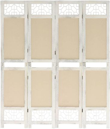 vidaXL 4 Panel Room Divider Cream 140X165Cm Fabric (338559)