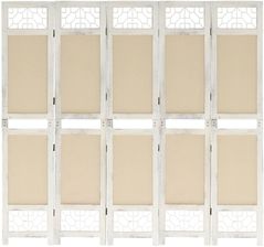 Zdjęcie vidaXL Parawan 5 Panelowy Kremowy 175X165Cm Tkanina (338560) - Lębork