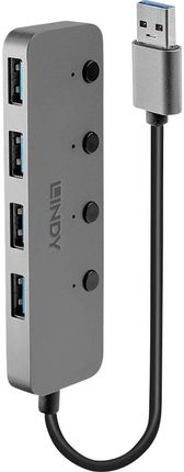 LINDY LINDY HUB USB 3.0 43309, 4 X USB 3.2 GEN 1 (USB 3.0) (4PORTUSB30HUBMITEINAUSSCHALTERN)  (4PORTUSB30HUBMITEINAUSSCHALTERN)