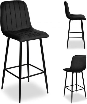 Hoker Krzesło Barowe Toronto Velvet Czarne 265039