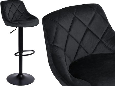 Krzesło Barowe Cydro Black Aksamitne Czarne Velvet