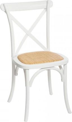 Krzesło Vintage Drewniane Z Plecionką Białe 17545