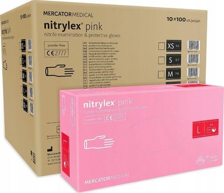 Mercator Medical Rękawice nitrylowe nitrylex pink L karton 10 x 100 szt
