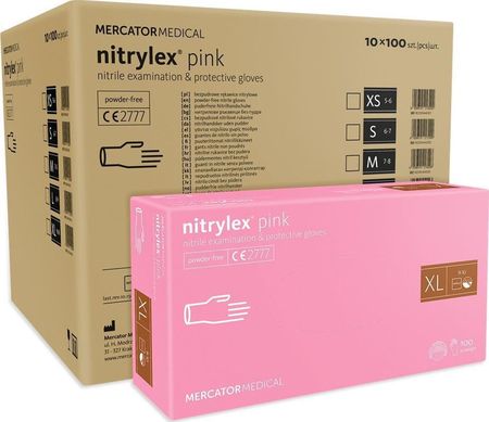 Mercator Medical Rękawice nitrylowe nitrylex pink XL karton 10 x 100 szt