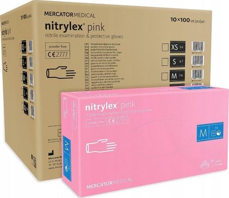 Mercator Medical Rękawice nitrylowe nitrylex pink M karton 10 x 100 szt