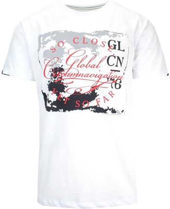 T-Shirt Męski Biały z Nadrukiem, Napisy, Koszulka, Krótki Rękaw, U-neck TSKOWMCL35595beyaz