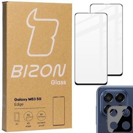 Szkło hartowane Bizon Glass Edge - 2 sztuki + ochrona na obiektyw Galaxy M53 5G (40787)