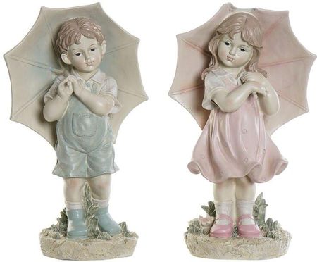 Dkd Home Decor Figurka Dekoracyjna Niebieski Różowy Żywica Dziecko (28X20 48.5 Cm) (2 Pcs) 402465
